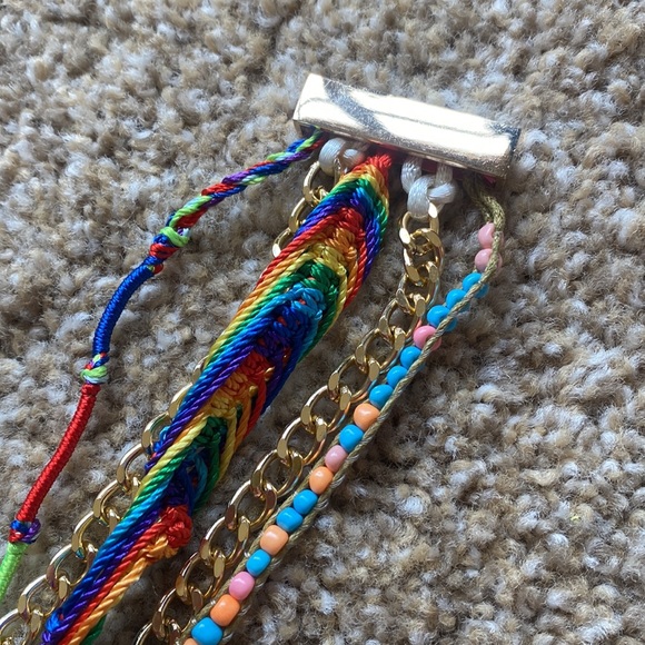 Rainbow Colored Braided and Beaded Bracelet - Picture 4 of 9